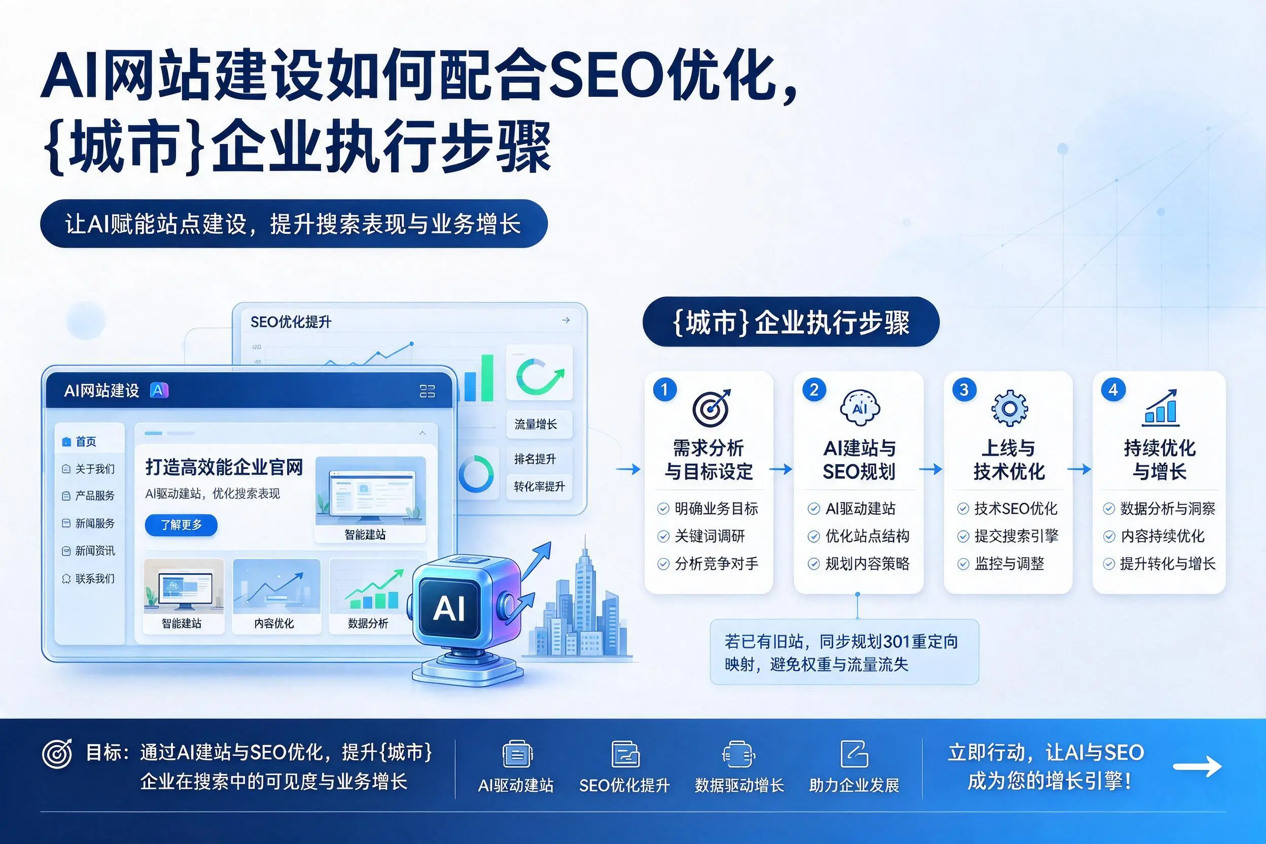 AI网站建设如何配合SEO优化，汉中企业执行步骤